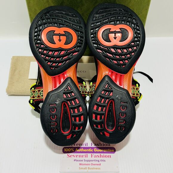Gucci Run 10/ US 10.5 Touch Strap Sandals Square G Canvas Multicolor NIB $970 - Picture 9 of 13